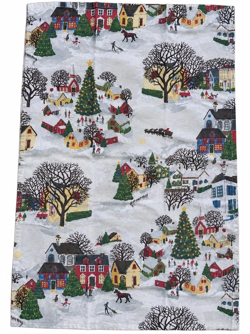 Vintage Pottery Barn Winter Village Christmas Kitchen Towel